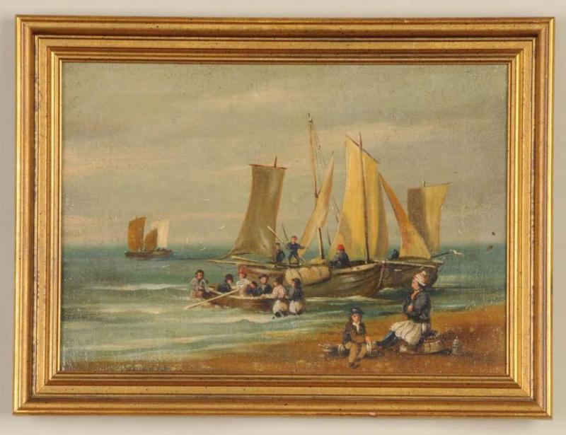 Appraisal: English Oil on Canvas Seascape Description Mid Late th Century