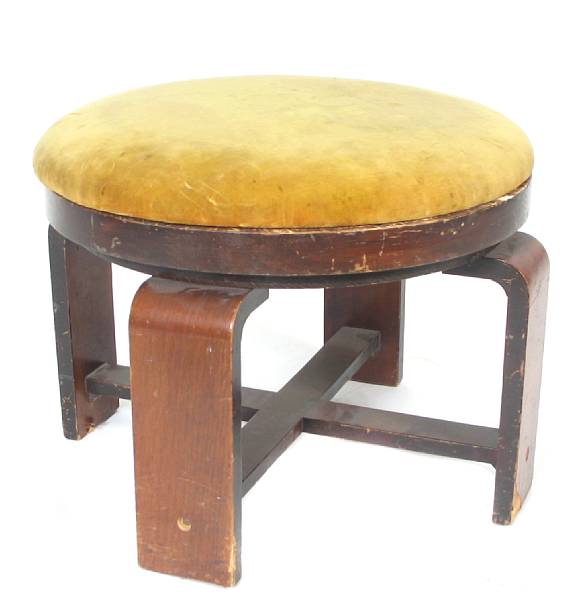 Appraisal: A 's upholstered oak revolving stool height in diameter in