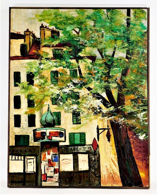 Appraisal: Nubar Bedrossian Modernist Parisian Street Scene Nubar Bedrossian Armenia France