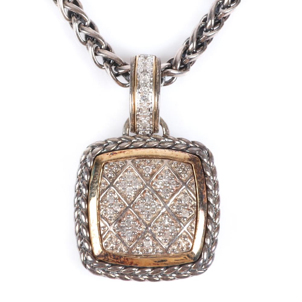 Appraisal: STERLING SILVER AND K GOLD DESIGNER CONVERTIBLE CLASP PENDANT NECKLACE