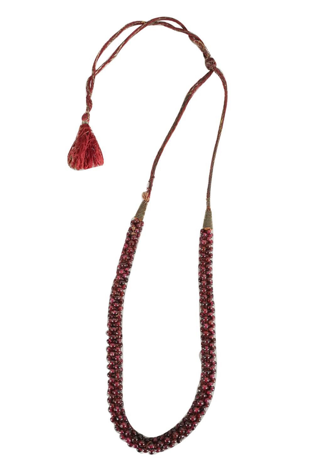 Appraisal: GARNET BEADED NECKLACEcan also be used as a looped bracelet