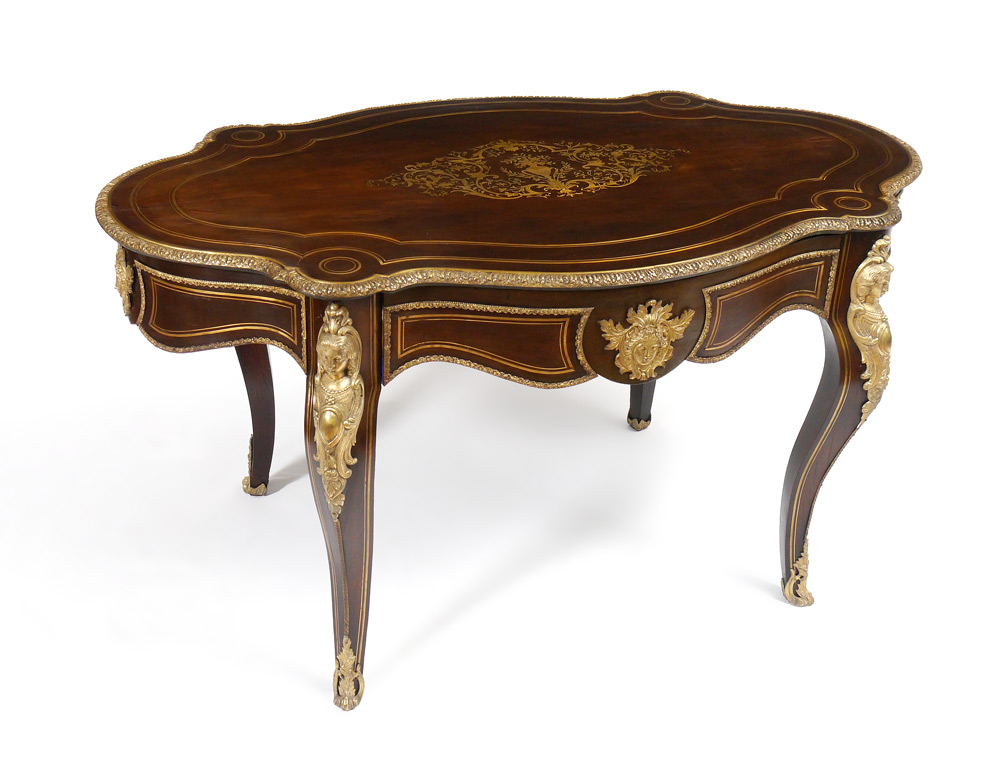 Appraisal: FRENCH NAPOLEON III ORMOLU MOUNTED BOULE INLAY CENTER TABLE Table