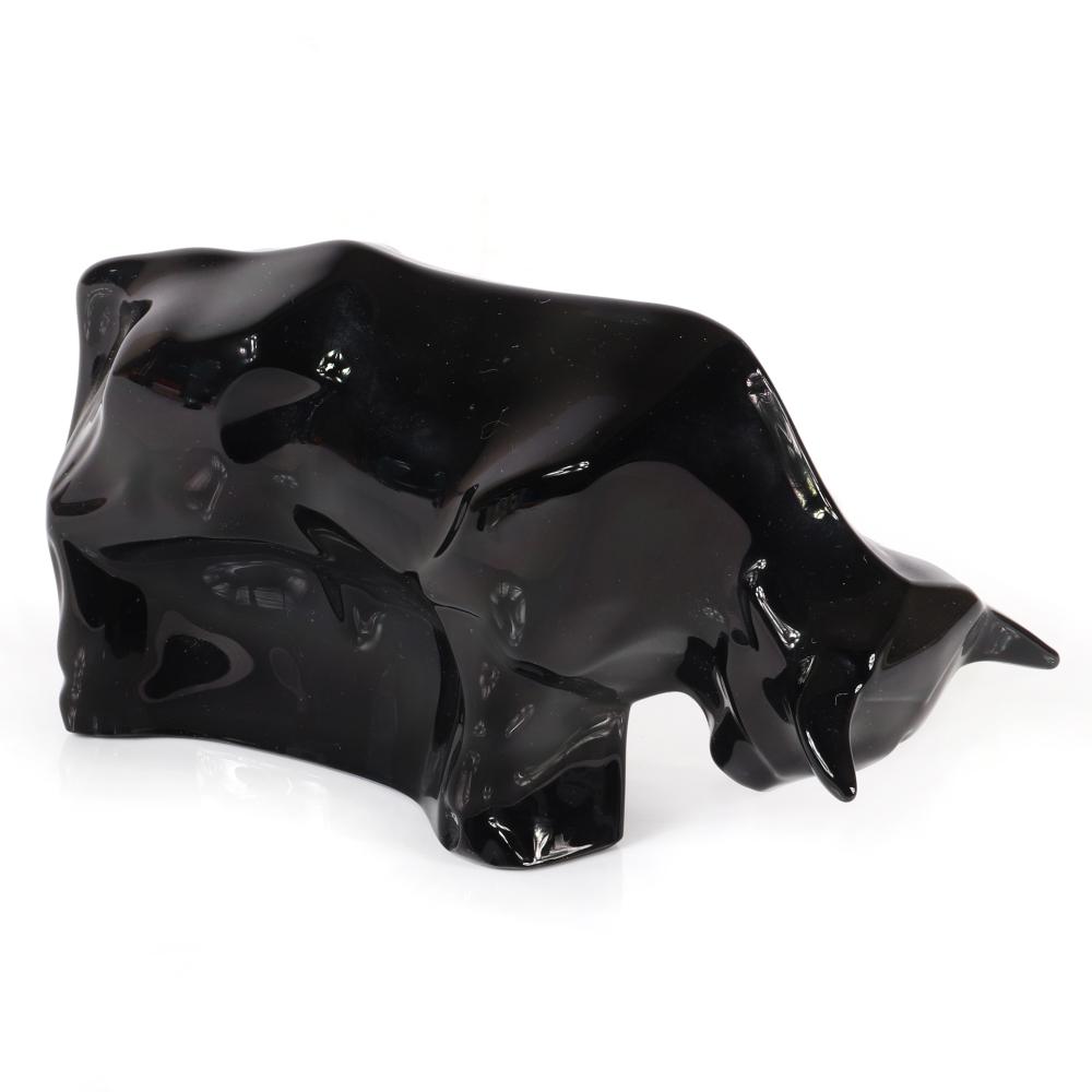 Appraisal: BACCARAT BLACK CRYSTAL FIGURE OF A BULL H X W