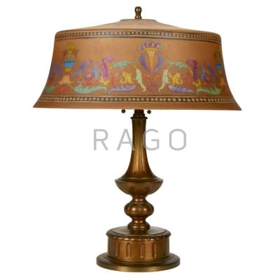 Appraisal: PAIRPOINT Table lamp with reverse-painted glass shade on matching base