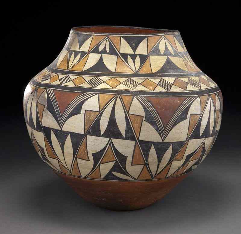 Appraisal: Acoma polychrome terracotta jar the body with a high shoulder