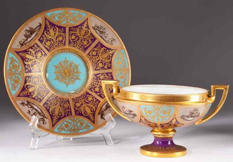 Appraisal: Royal Austrian Compote and Underplate th century both pieces with