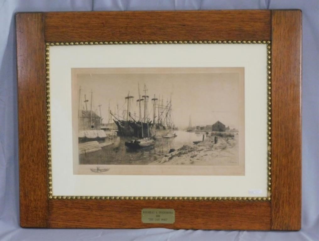 Appraisal: LEMUEL D ELDRED - MASSACHUSETTS framed etching titled Rousseau and