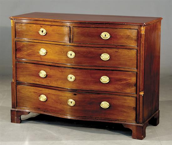 Appraisal: George III style mahogany serpentine chest of drawers mid th