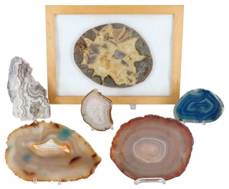 Appraisal: lot of Collection of septarian and agate slice specimens largest