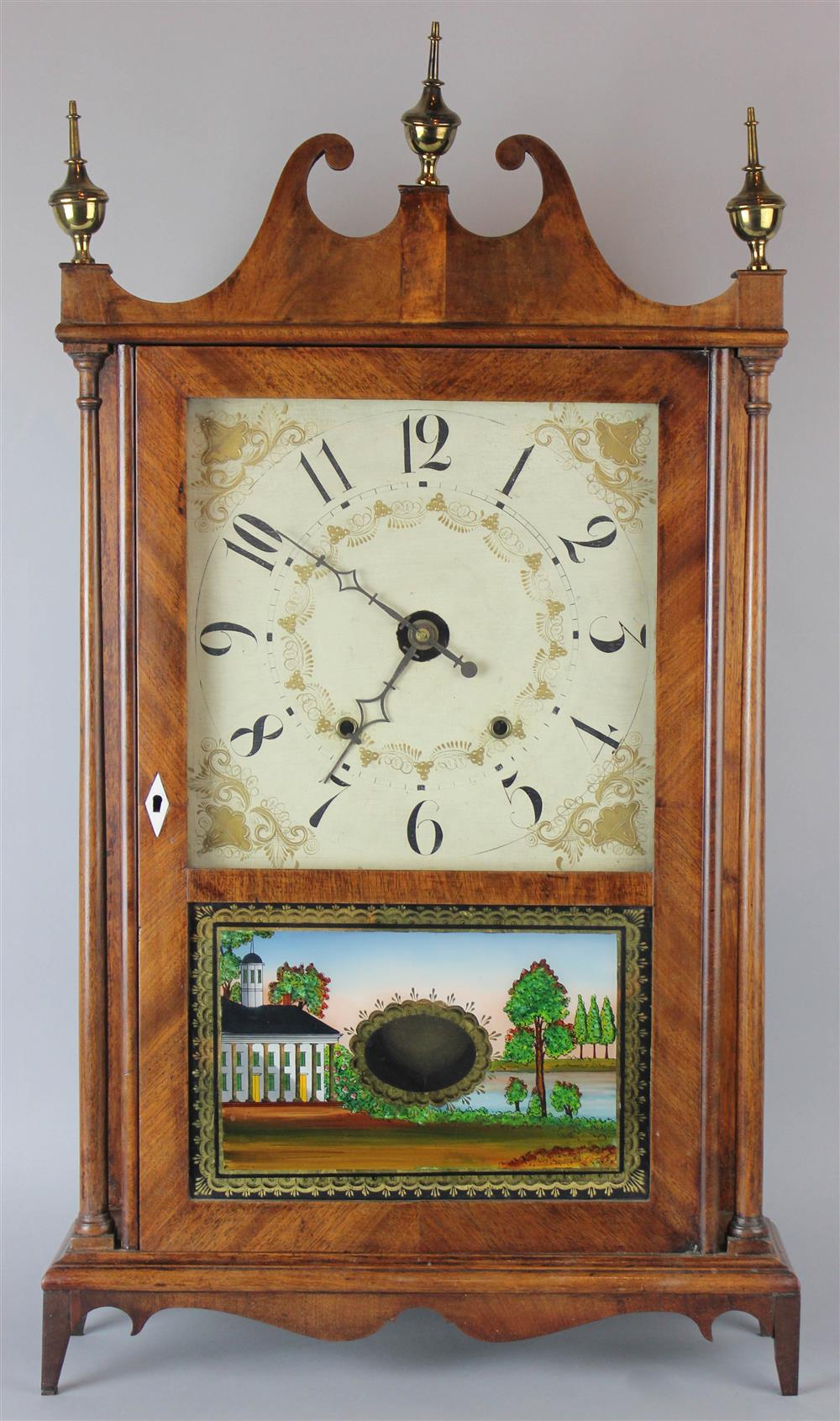 Appraisal: AMERICAN MAHOGANY AND EGLOMISE SHELF CLOCK ELI AND SAMUEL TERRY