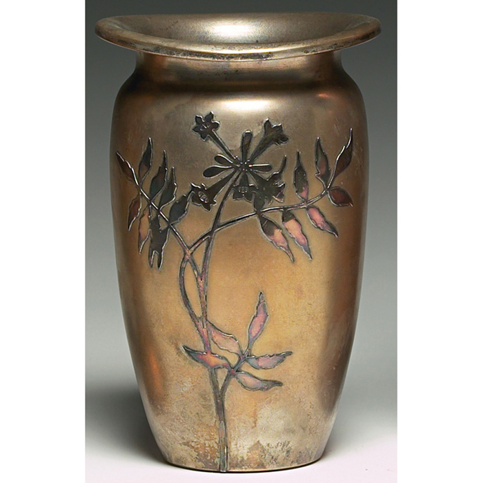 Appraisal: Heintz vase sterling on bronze X h x w