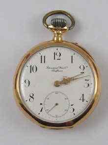 Appraisal: A ct gold open face keyless pocket watch circa with