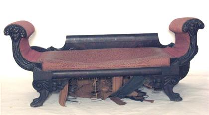 Appraisal: Classical mahogany carved sofa philadelphia circa The back-scrolled crest rail