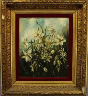 Appraisal: American School Painting of Lilies American School Painting of Lilies