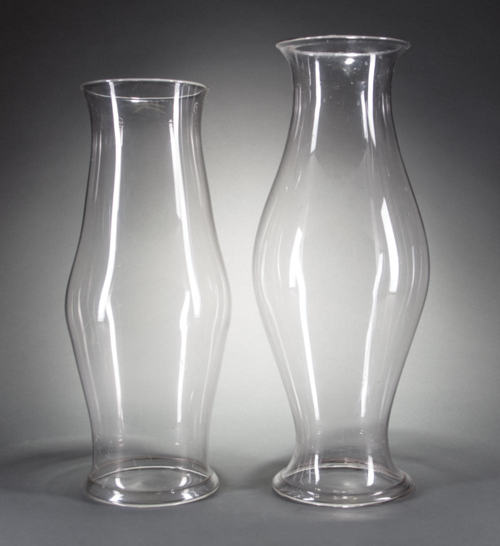 Appraisal: Two American or English Glass Hurricane Shades baluster form folded