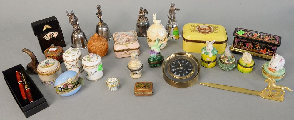 Appraisal: Tray lot of trinket boxes etc includes a French enamelled