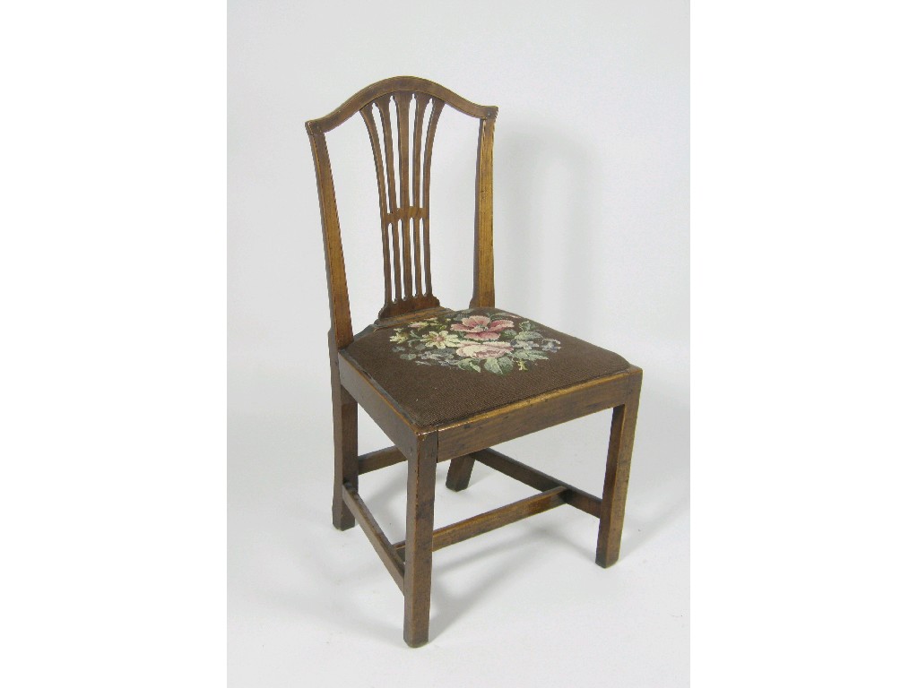 Appraisal: An antique fruitwood Single Chair having pierced vase splat woolwork