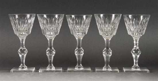 Appraisal: Five Hawkes molded and cut crystal wine stems th century