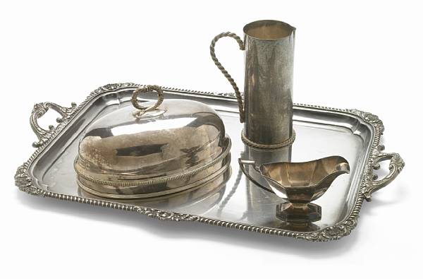 Appraisal: A group of plated table articles Comprising English rectangular tea