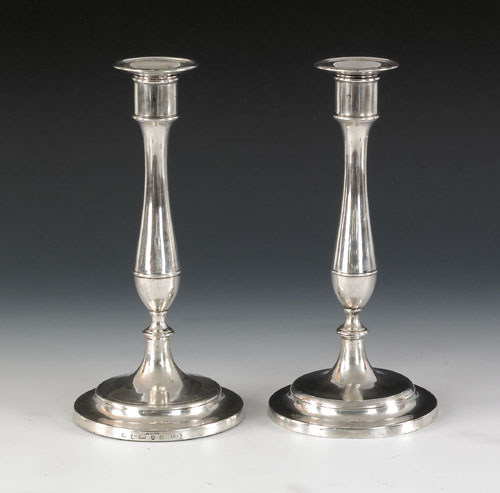 Appraisal: Pair of silver candlesticks - bearing the touch of Matthew