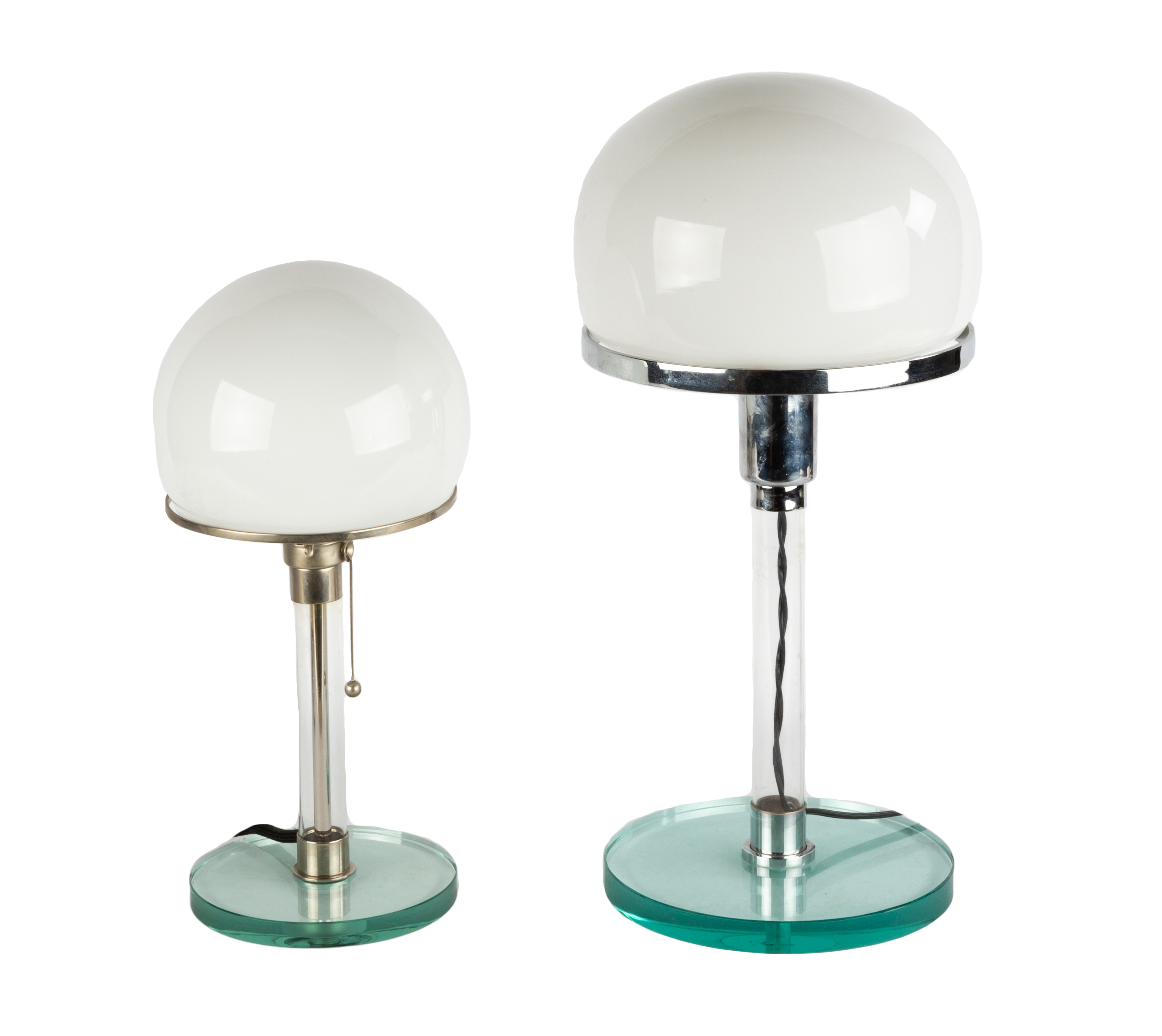 Appraisal: TWO WILHELM WAGENFELD BAUHAUS TABLE LAMPS L WG - Tecnolumen