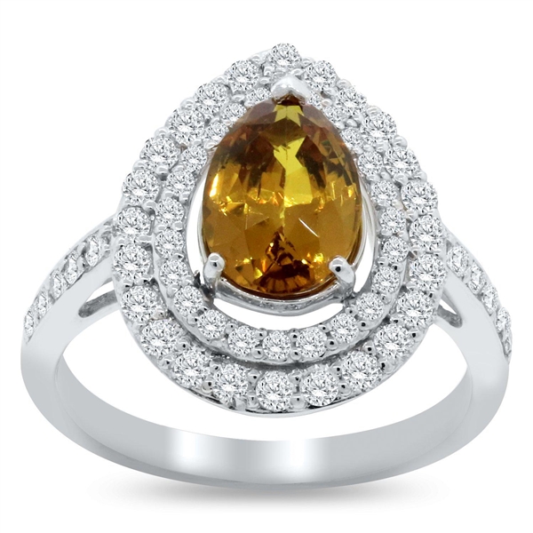 Appraisal: ct unheated ladies cast yellow sapphire and ctw diamond platinum