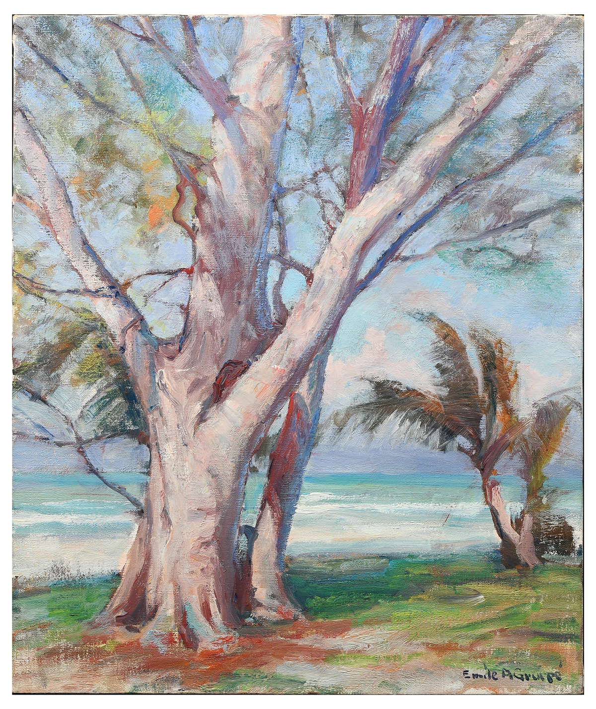 Appraisal: GRUPPE Emile American - Australian Pines Along the Beach Oil