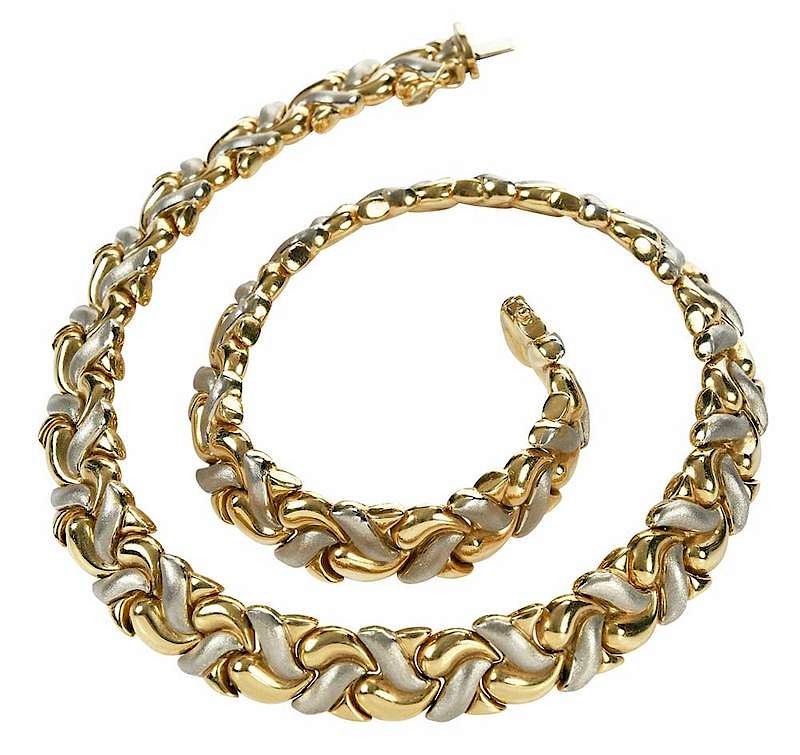 Appraisal: kt Gold Necklace reversible one side two-tone gold stamped K