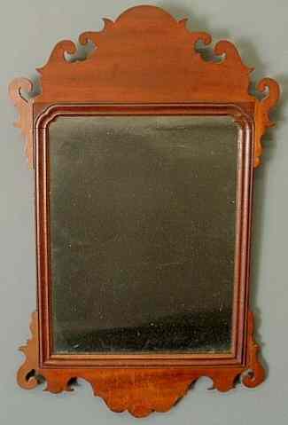 Appraisal: Chippendale mahogany mirror th c with scrolled carved ears h