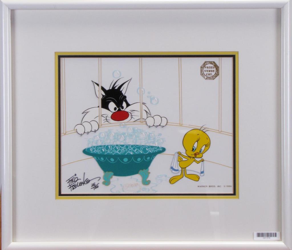 Appraisal: A limited edition animation cel reprint- Tweety in Tub with