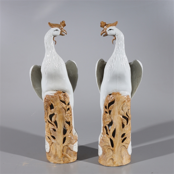 Appraisal: Pair of Chinese porcelain phoenix birds with open work floral