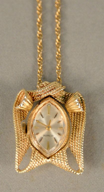 Appraisal: LeCoultre ladies karat gold pendant watch on karat gold chain