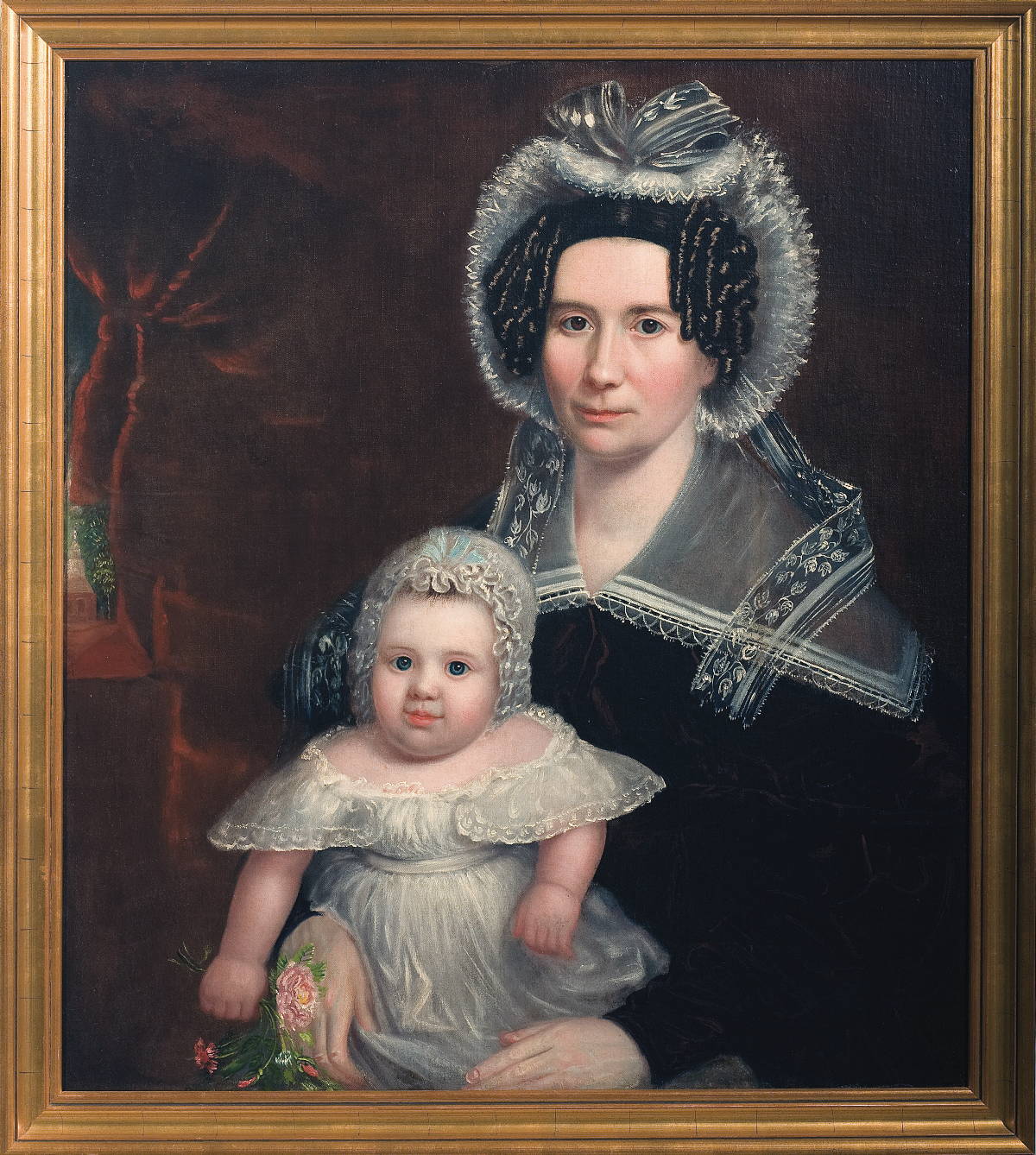 Appraisal: AMERICAN PORTRAIT OF A MOTHER AND CHILD MID-NINETEENTH CENTURY Oil