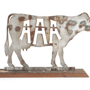 Appraisal: An American Angus Association Cut Iron Cow-Form Weathervane Late th