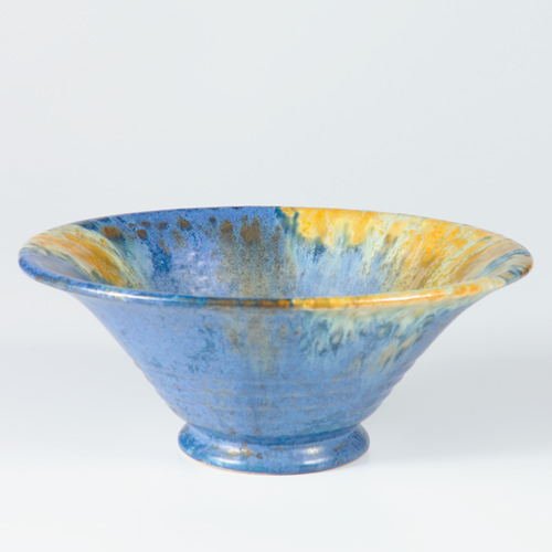 Appraisal: ROSEVILLE Imperial II flaring bowl in yellow and blue frothy