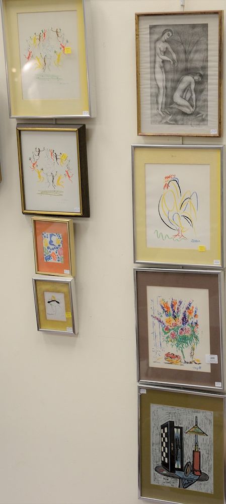 Appraisal: Set of eight framed modern pieces four from Modern Classic