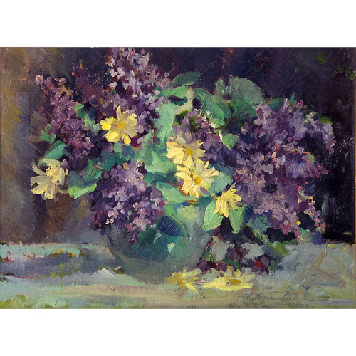 Appraisal: Florence Tricher American th Century Hydrangean and Daisies oil on