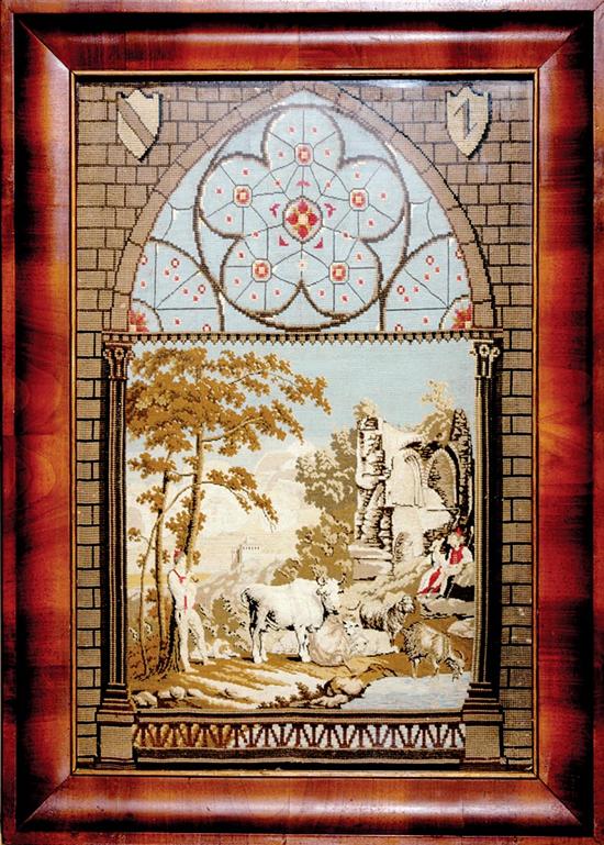 Appraisal: Continental scenic needlework circa framed size H W