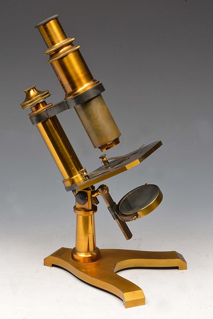 Appraisal: A LACQUERED BRASS MICROSCOPE the base signed J Lizars Optician