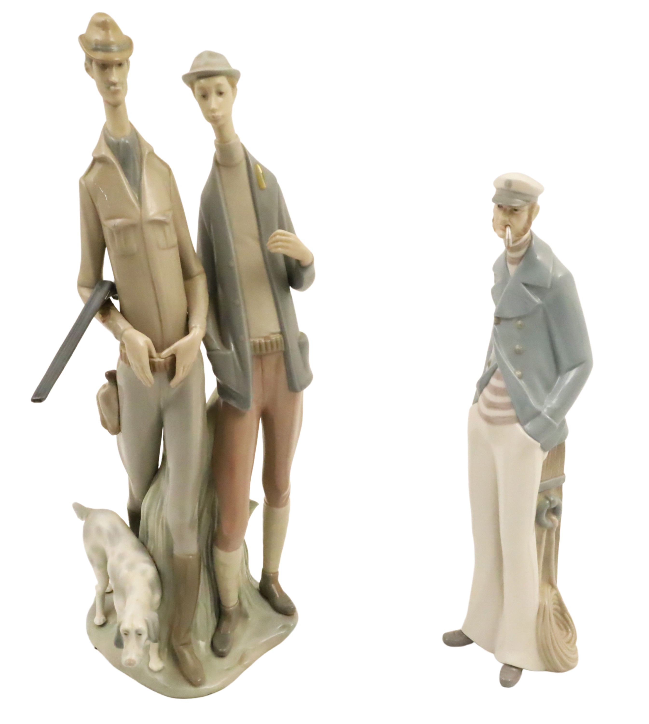 Appraisal: Two piece lot of Lladro porcelain including model The Hunters