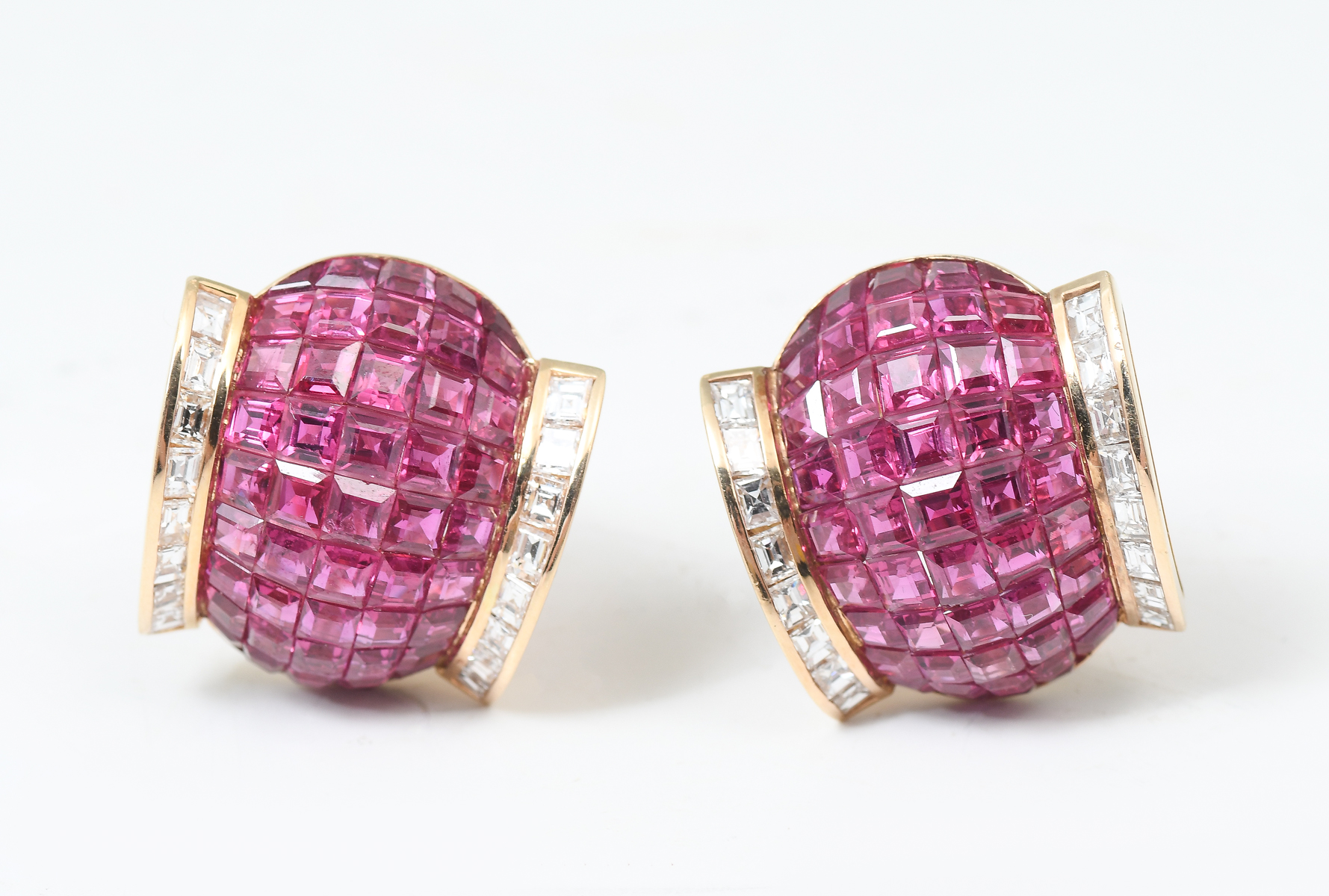 Appraisal: STUNNING K CTW RUBY CTW DIAMOND EARRINGS Gorgeous one-of-a-kind K