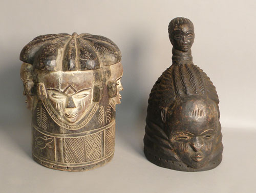 Appraisal: Two carved African helmet masks h and h