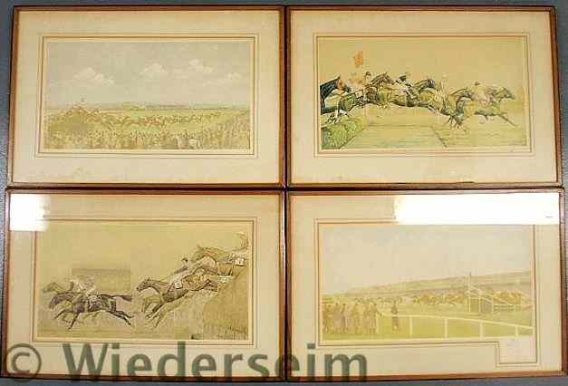 Appraisal: Four framed and matted steeplechase prints all pencil signed Paul