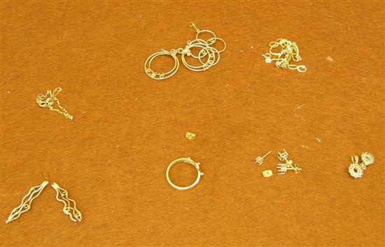 Appraisal: Seven mixed bags of gold jewellery findings