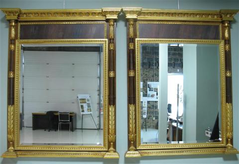 Appraisal: PAIR ITALIAN NEOCLASSICAL STYLE MIRRORS Each with gilt cornices over