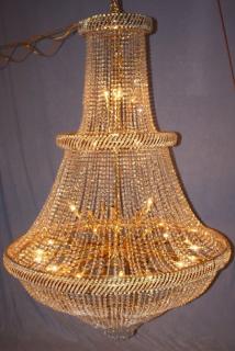 Appraisal: Grand scale Empire style basket chandelier drop x diam