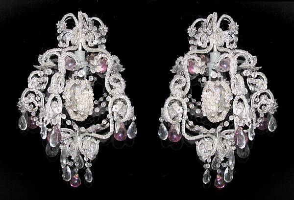 Appraisal: A pair of Venetian beaded and crystal chandeliers height in