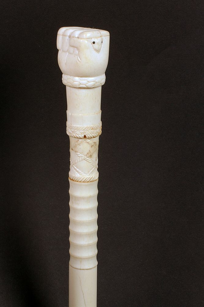 Appraisal: Clenched Fist Bone Cane Mid th century- An Asian made