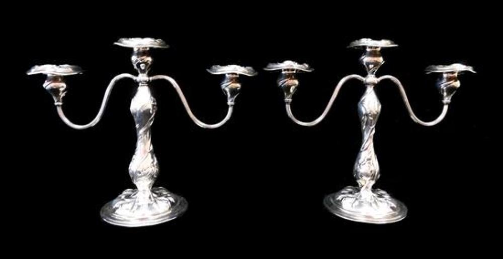 Appraisal: SILVER Pair of Dominick and Haff sterling three branch candelabra