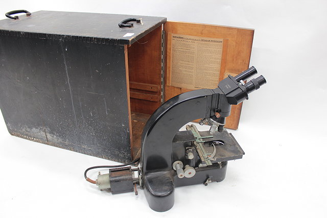 Appraisal: AN ERNST LEITZ BLACK LACQUERED ORTHOLUX MICROSCOPE stamped D R